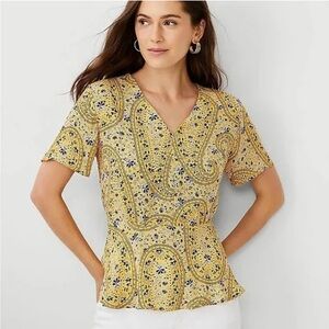 Ann Taylor Yellow Paisley Women's Top